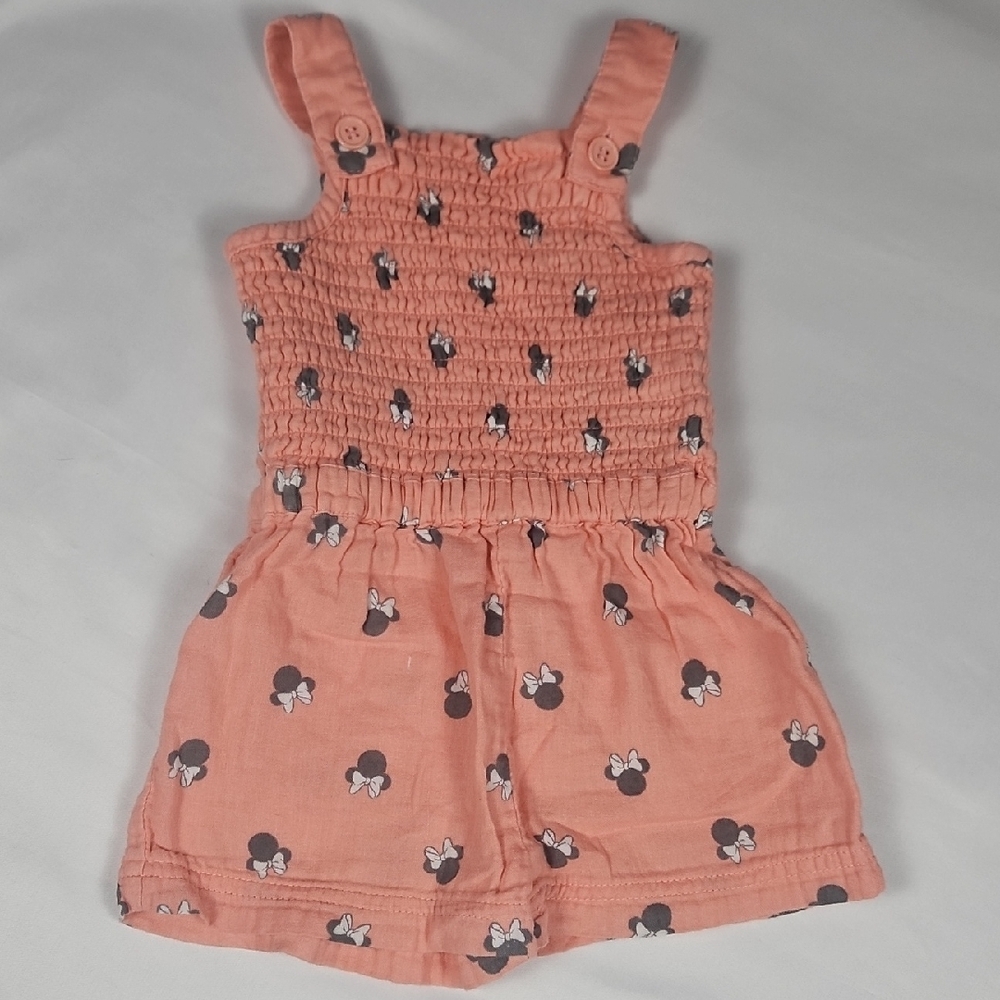 Disney Jr 3T Coral One-Piece Romper Elastic Waistband Playful Minnie Print T3